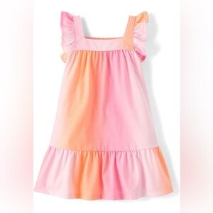 Pink and Orange Ruffle Sleeve Dress